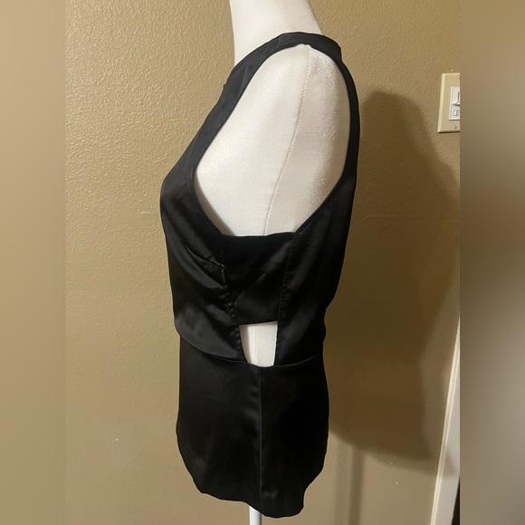 H&M Black Peplum Top With Side Cutouts Size 8 Office Workwear Corpcore - Picture 4 of 6